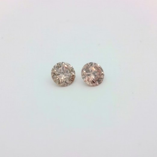 2 = 0.18ct PC2 P1 Pair of Round Pink Champagne Diamonds