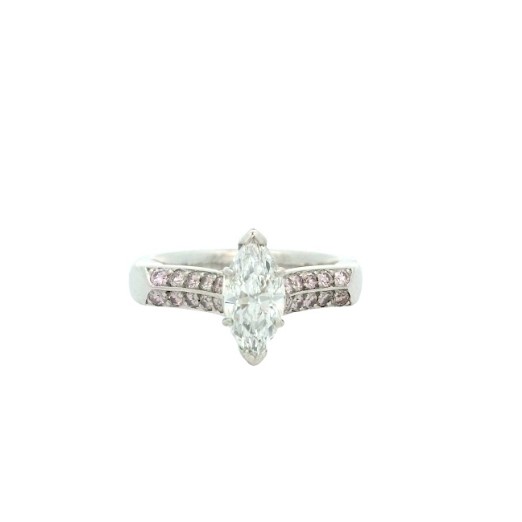 0.76ct D VVS Marquise and Pink Diamond Engagement Ring - Image 2
