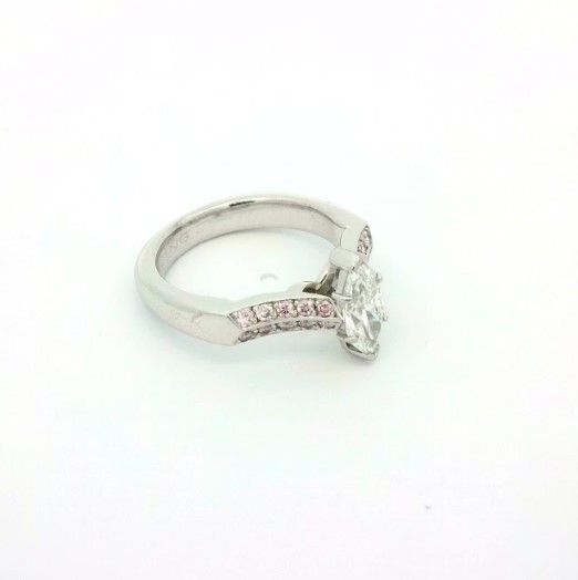 0.76ct D VVS Marquise and Pink Diamond Engagement Ring - Image 3