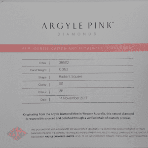 DPD2410087 - Pink Diamond 0.31ct 3P SI1 Radiant
