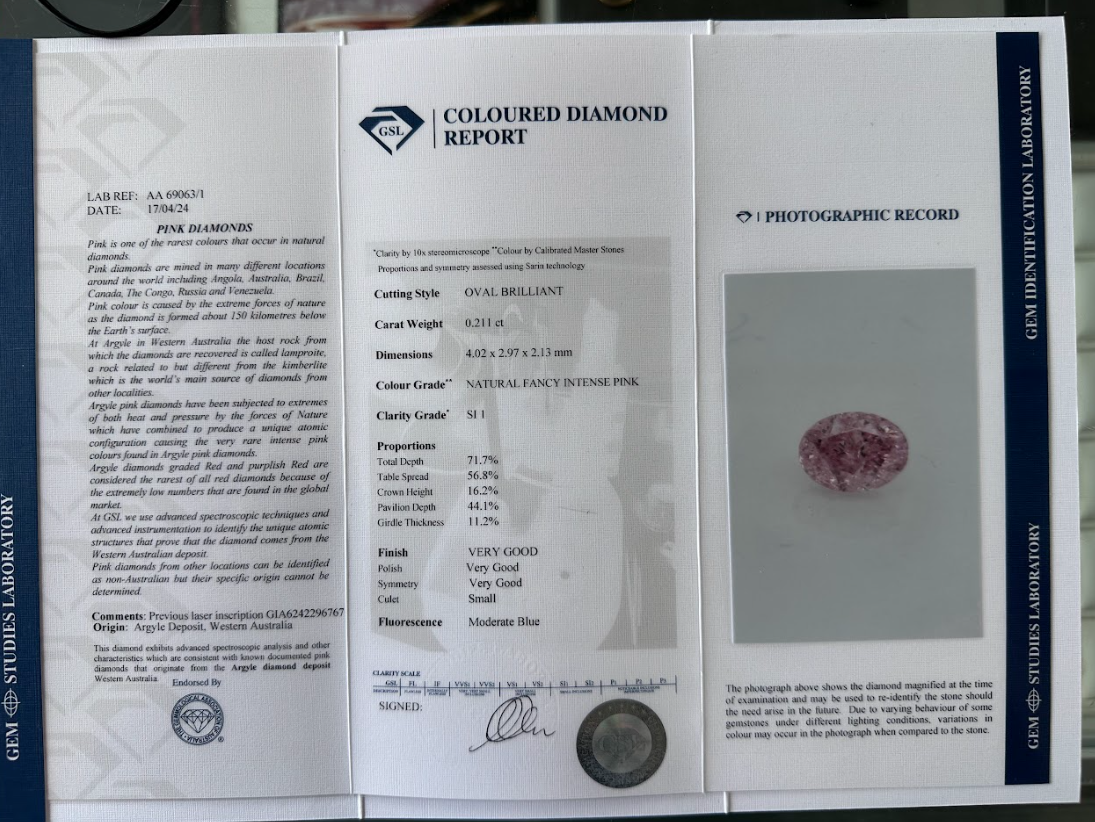 DPD2505141 - 0.21ct SI1 Oval Intense Pink Diamond - Image 6