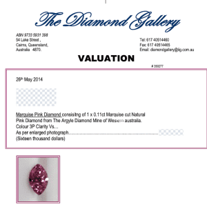 0.11ct 3P VS2 Marquise Pink Diamond